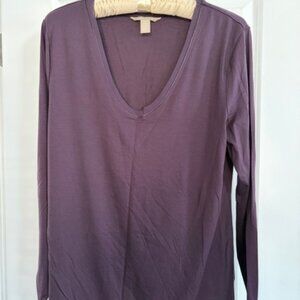 NWOT - Banana Republic Long Sleeve Plum Top, Size XL
